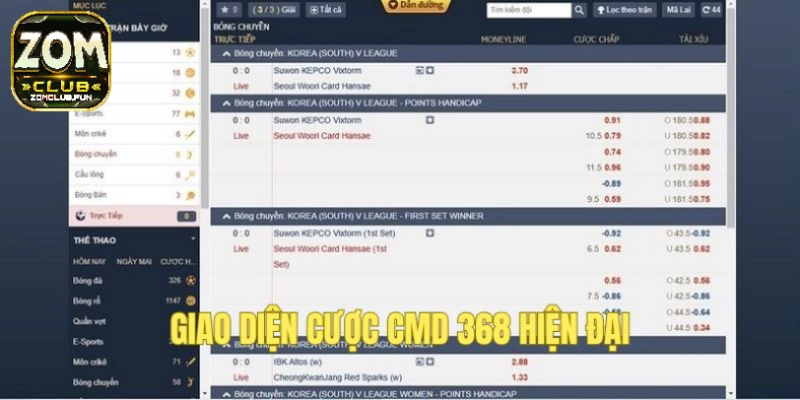 Giao diện của sảnh CMD Zomclub hiện đại